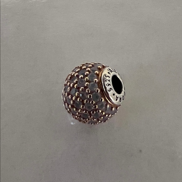 Elegant Pandora Silver and Rose Gold Pink Beaded Charm with “Love” engraved - Picture 6 of 6